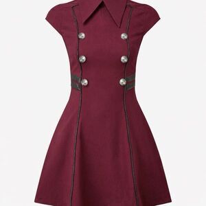 Killstar Black Ops Blood Skater Dress Burgundy Goth Military Buttons Women’s XL